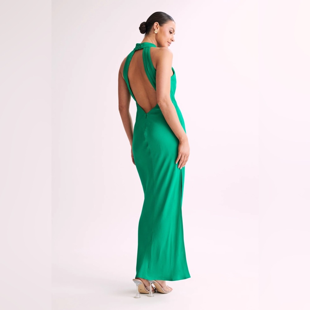 Claire Satin Drape Back Maxi Dress - Picture 2 of 14